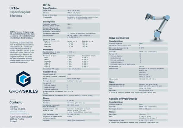 Características Técnicas UR16e
