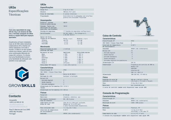 Caracteristicas Técnicas UR3e